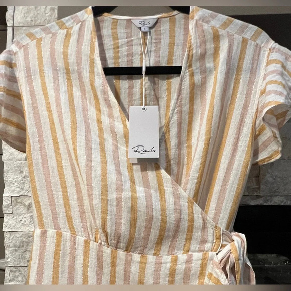 NWT Rails Bridgette wrap yellow striped dress size Small - Picture 6 of 11